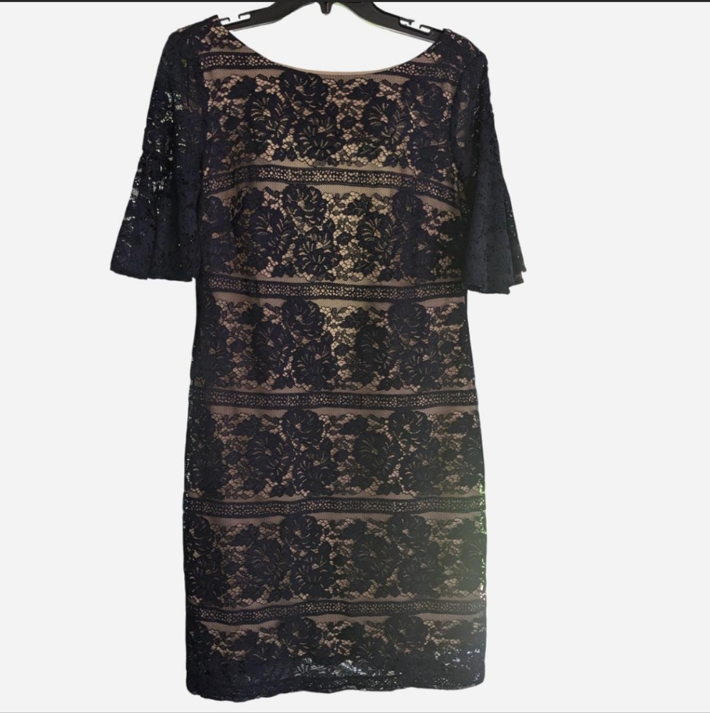 Navy Blue Lace Midi Dress